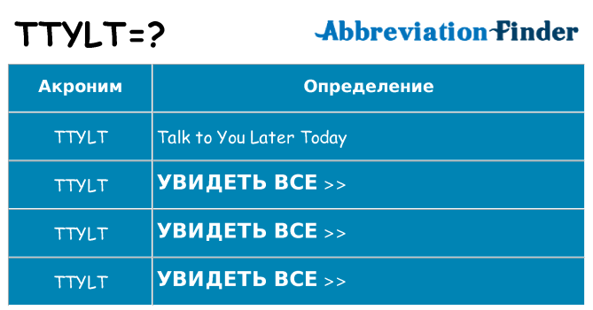 Что означает аббревиатура ttylt