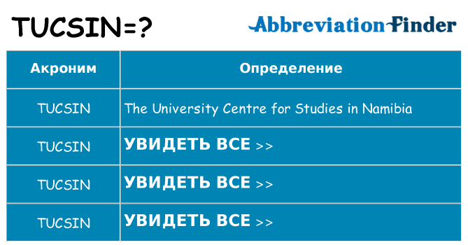 Что означает аббревиатура tucsin