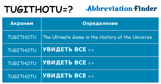 Что означает аббревиатура tugithotu