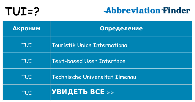 Что означает аббревиатура tui