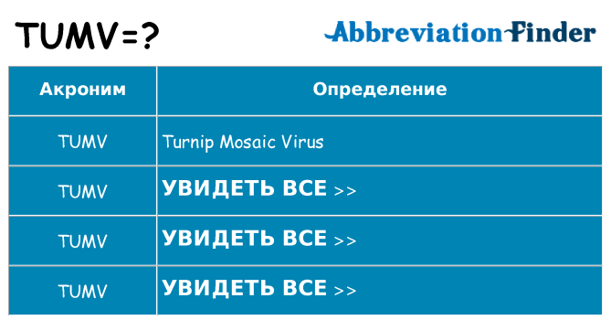 Что означает аббревиатура tumv
