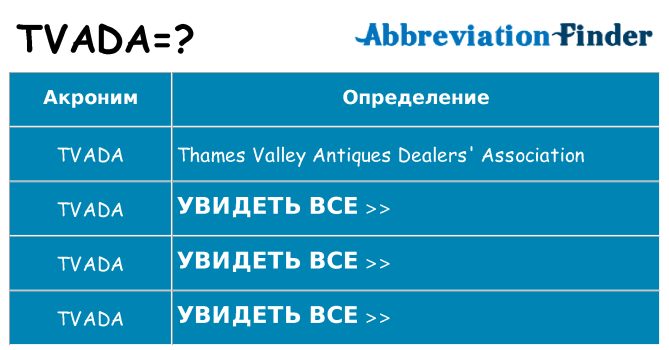 Что означает аббревиатура tvada
