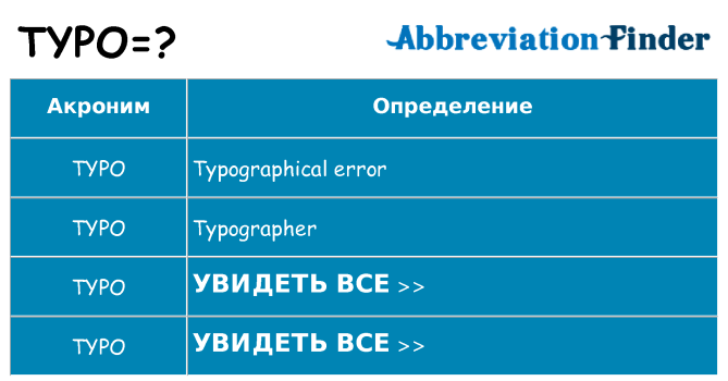 Что означает аббревиатура typo