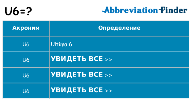 Что означает аббревиатура u6
