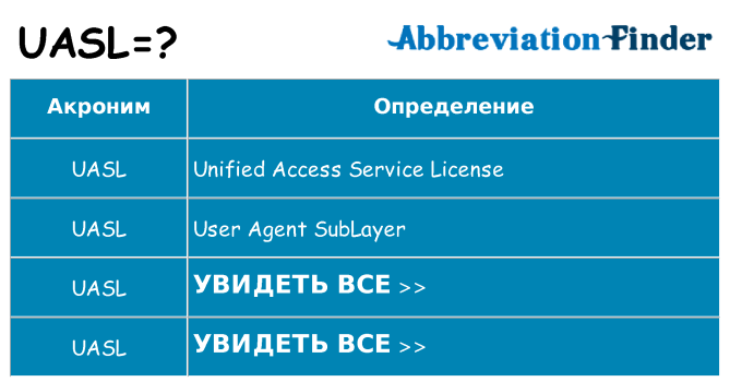 Что означает аббревиатура uasl