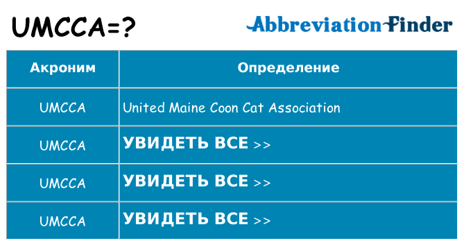 Что означает аббревиатура umcca
