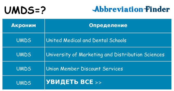 Что означает аббревиатура umds
