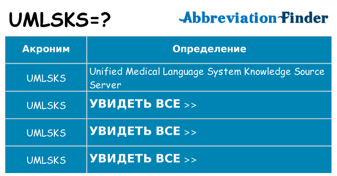 Что означает аббревиатура umlsks