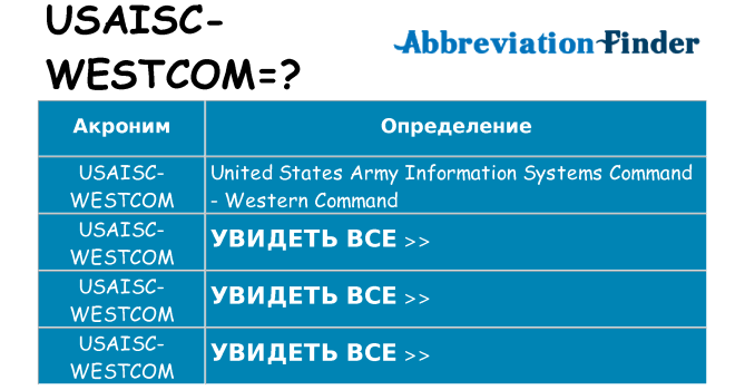 Что означает аббревиатура usaisc-westcom