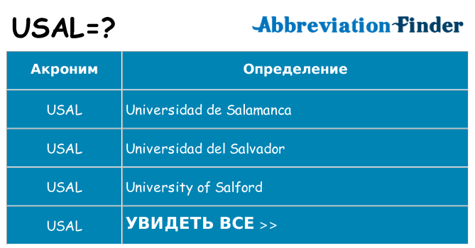 Что означает аббревиатура usal