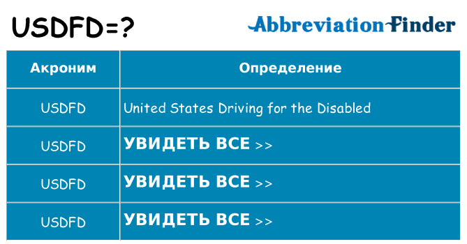 Что означает аббревиатура usdfd