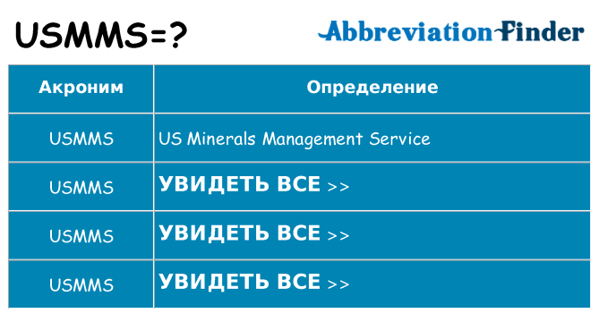 Что означает аббревиатура usmms