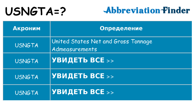 Что означает аббревиатура usngta