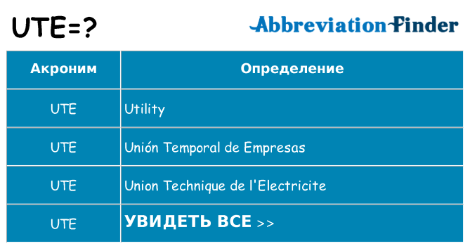 Что означает аббревиатура ute