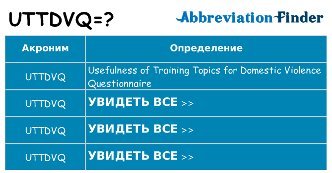 Что означает аббревиатура uttdvq