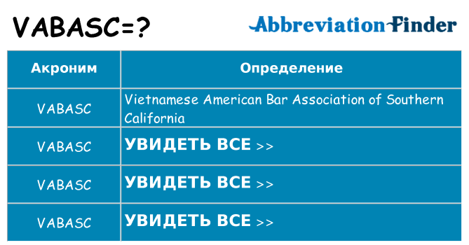 Что означает аббревиатура vabasc