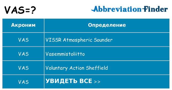 Что означает аббревиатура vas