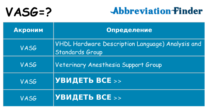 Что означает аббревиатура vasg