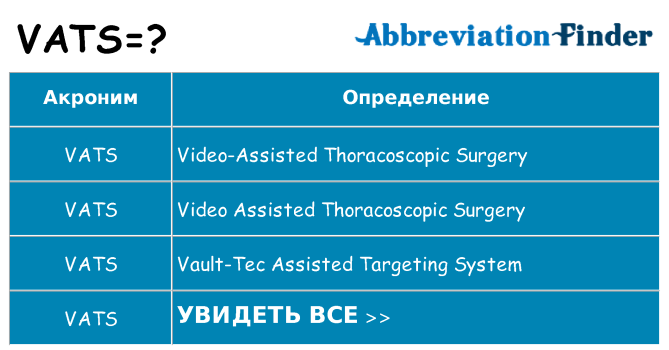 Что означает аббревиатура vats