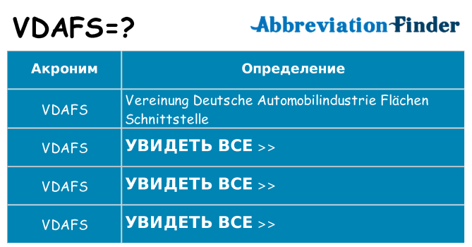 Что означает аббревиатура vdafs