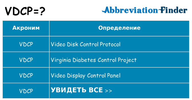 Что означает аббревиатура vdcp