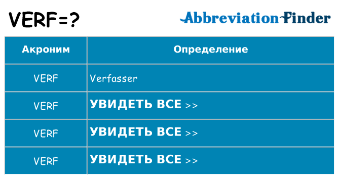 Что означает аббревиатура verf