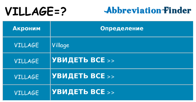 Что означает аббревиатура village