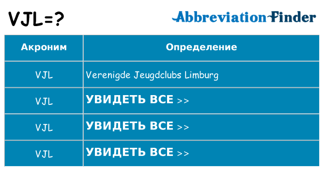 Что означает аббревиатура vjl