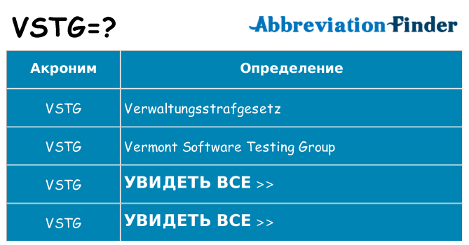 Что означает аббревиатура vstg