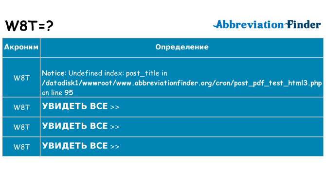 Что означает аббревиатура w8t