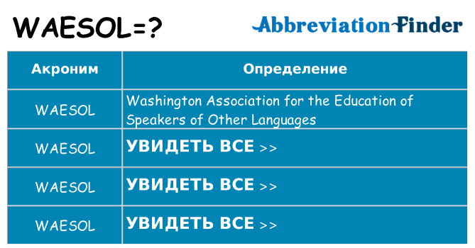 Что означает аббревиатура waesol