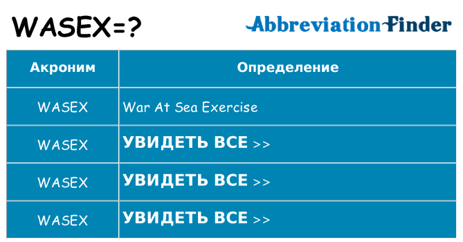 Что означает аббревиатура wasex
