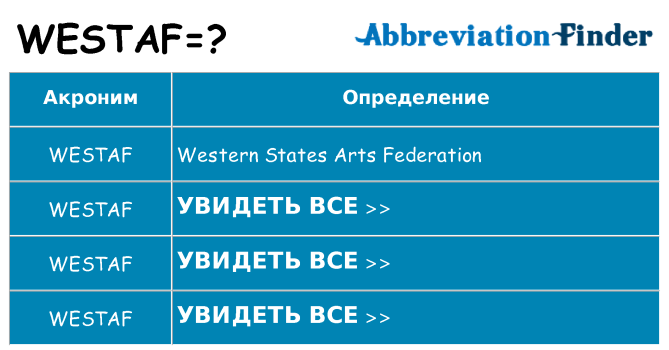 Что означает аббревиатура westaf