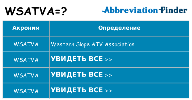 Что означает аббревиатура wsatva