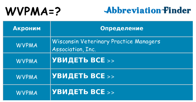 Что означает аббревиатура wvpma