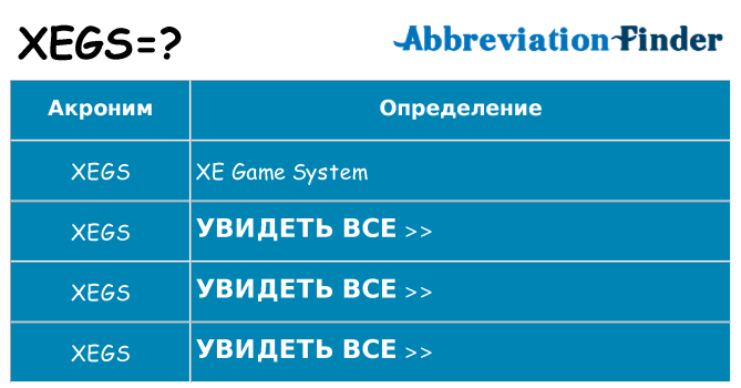 Что означает аббревиатура xegs