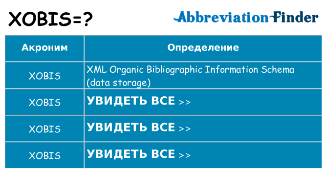 Что означает аббревиатура xobis