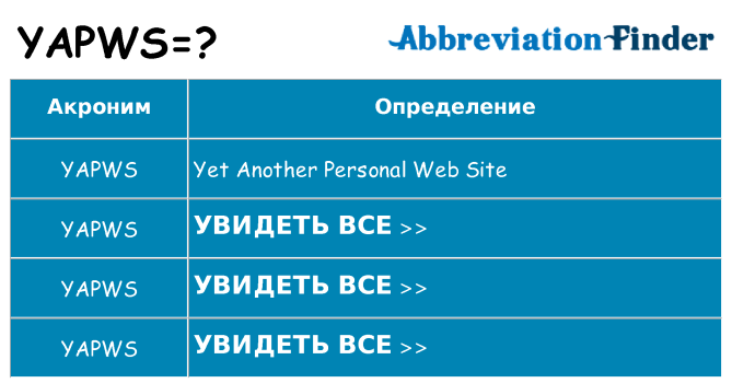 Что означает аббревиатура yapws