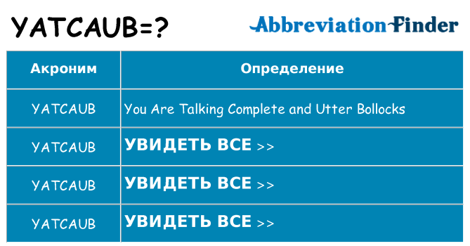 Что означает аббревиатура yatcaub