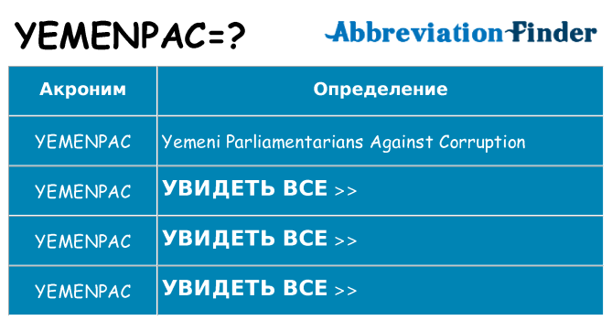 Что означает аббревиатура yemenpac