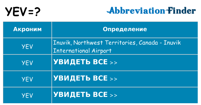 Что означает аббревиатура yev
