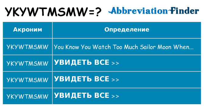 Что означает аббревиатура ykywtmsmw