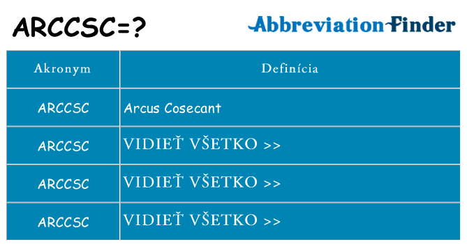 Čo stojí za arccsc