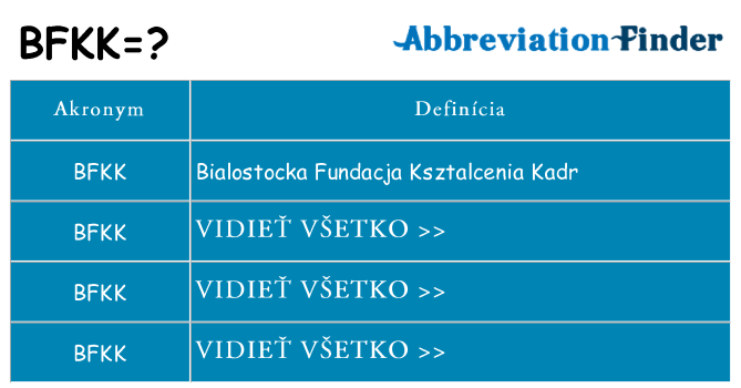 Čo stojí za bfkk