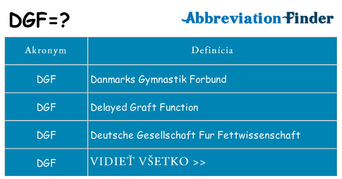 Čo stojí za dgf