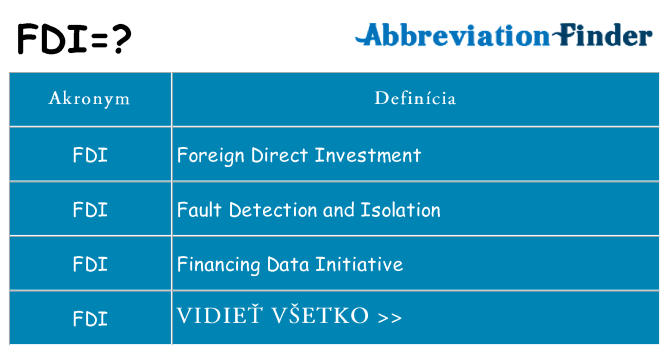 Čo stojí za fdi