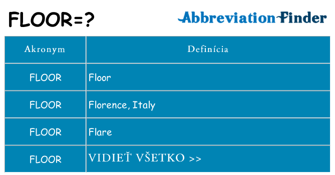 Čo stojí za floor