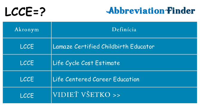 Čo stojí za lcce