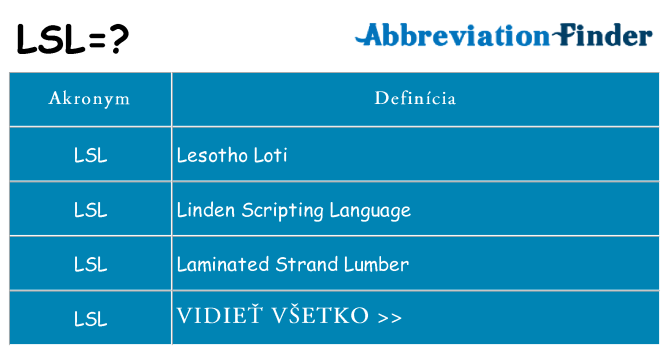 Čo stojí za lsl