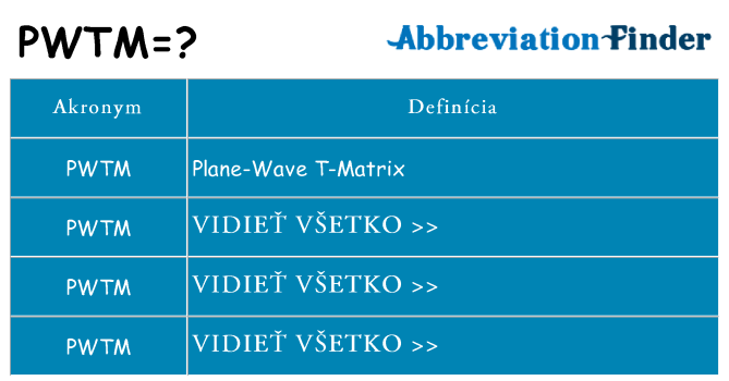 Čo stojí za pwtm